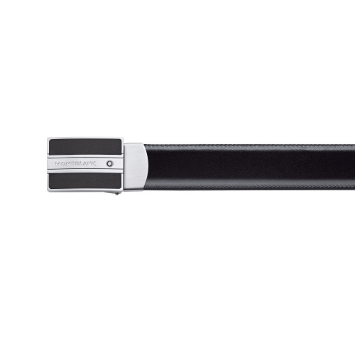 Montblanc 萬寶龍 啞光鍍鈀針式搭扣雙面皮帶 (黑/棕) 30mm